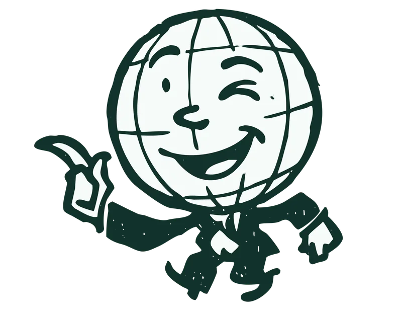 Settle Aviation globe character, ready to go
